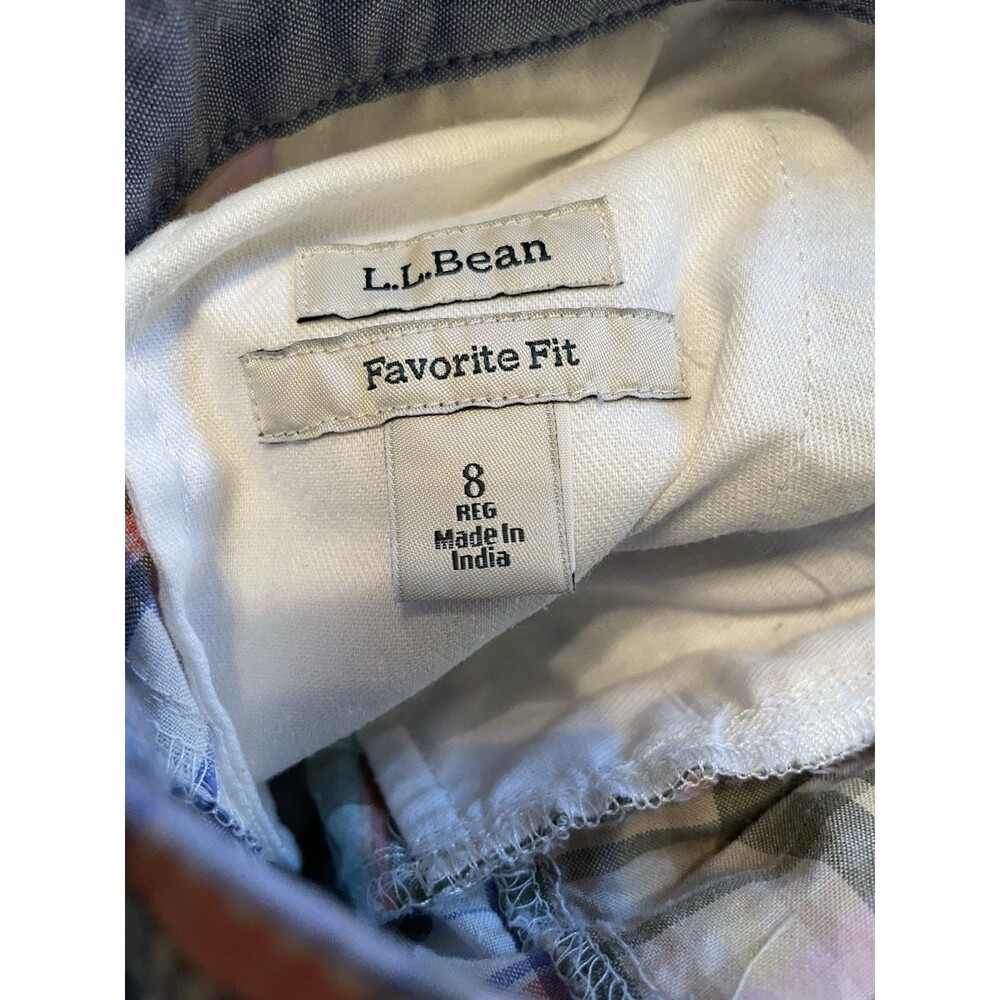 LL Bean Shorts Womens 8 Patchwork Madras Plaid Favorite Fit 5 In Preppy Coastal - Picture 5 of 6